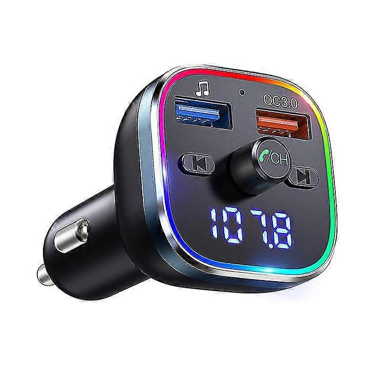 Bluetooth Fm Car Transmitter Music Player Radio Adapter Usb Charger With Ambient Light
