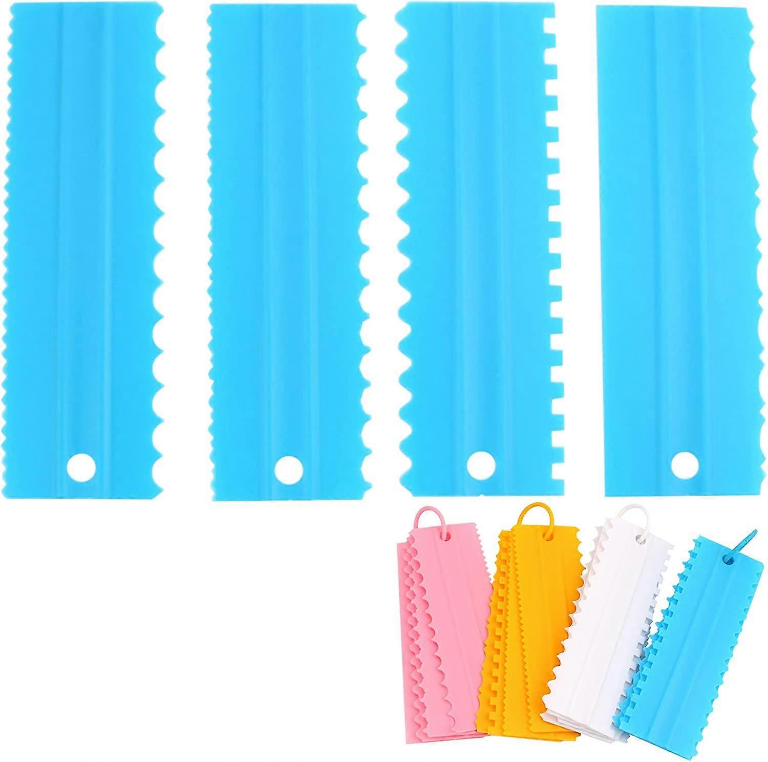 4PCS cake scraper set (blue22.8X7.5CM), cake edge scraper cutter, cake scraper comb cream scraper cake butter baking tool
