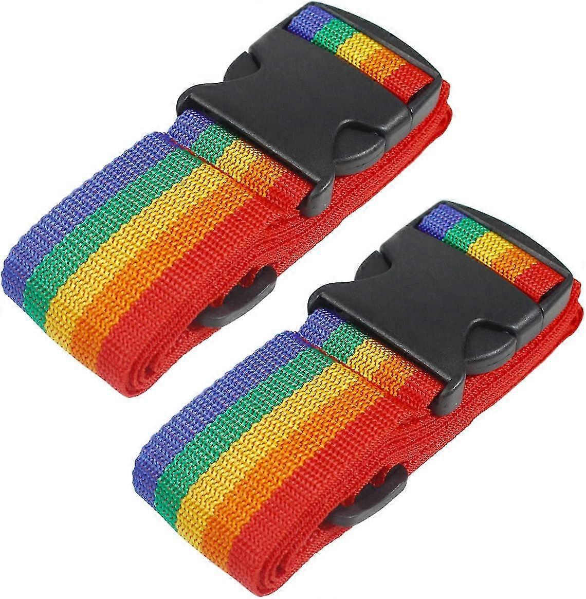 Robuste Gepäckgurte für Koffer, Packgurte, Reisezubehör, verstellbarer Taschengurt, 2er-Pack, Regenbogen