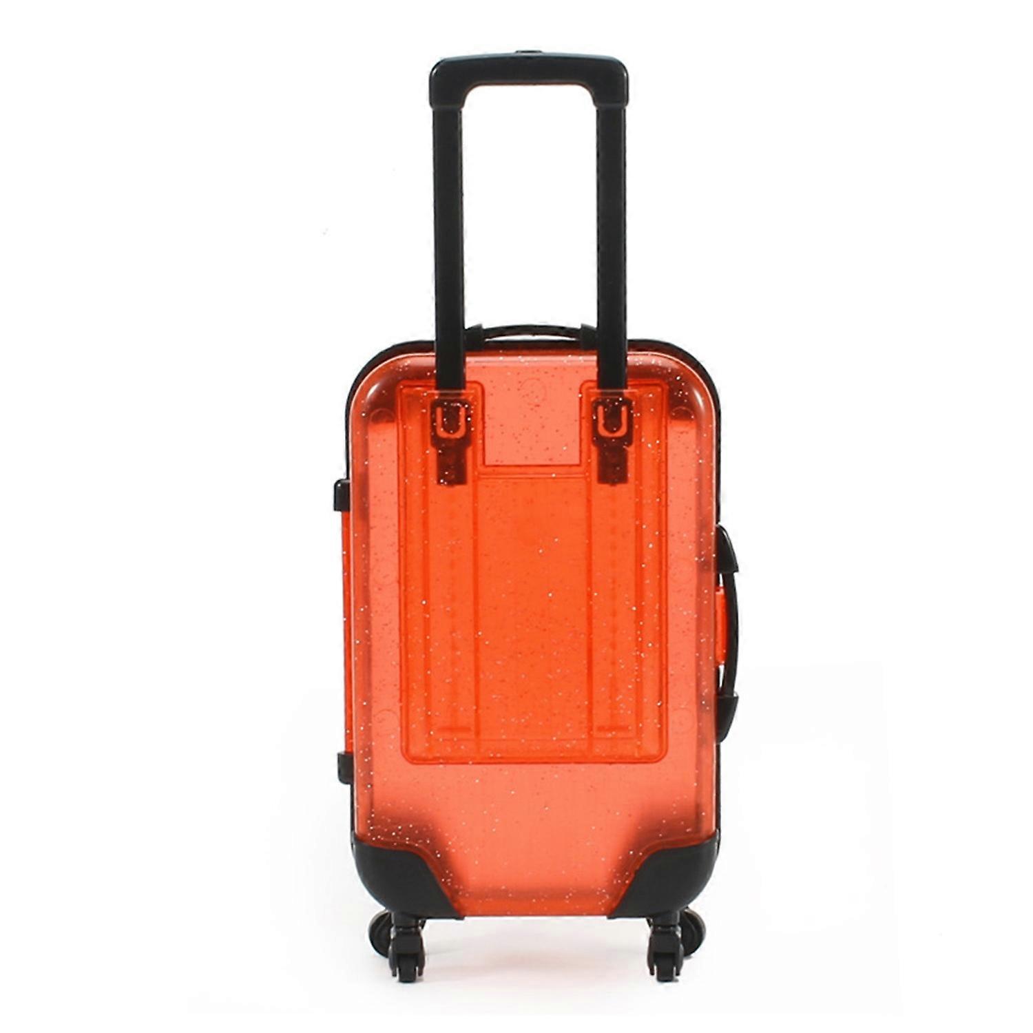Kids Mini Luggage Toy with Retractable Handle Large Capacity Transparent 4 Spinner Wheels Cosmetics