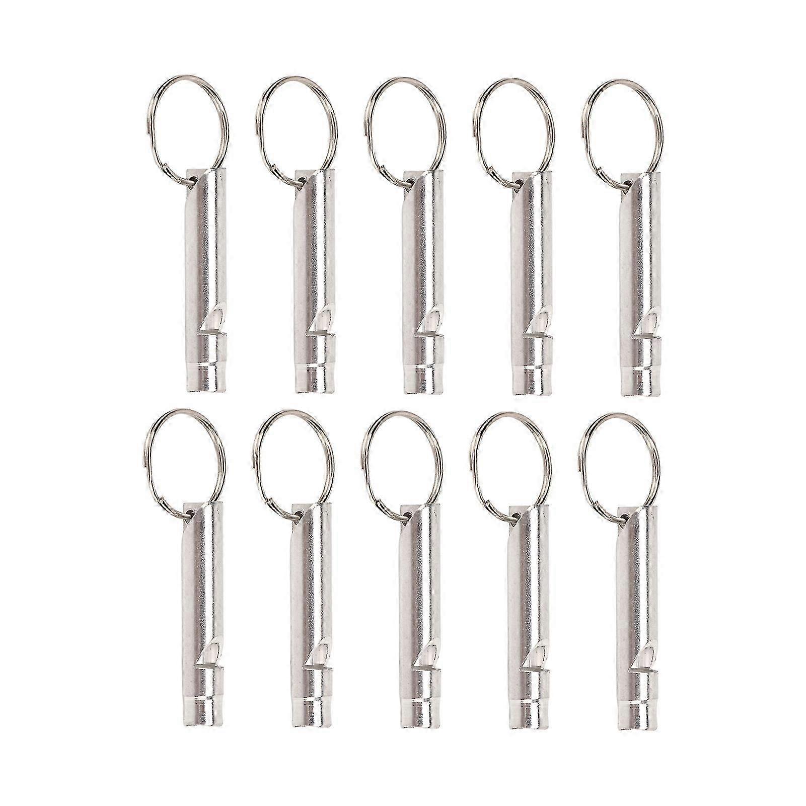 10 Pc Emergency Whistle Super Loud Outdoor Safety Whistles For Life Saving Hiking Camping And Pet Training Silver