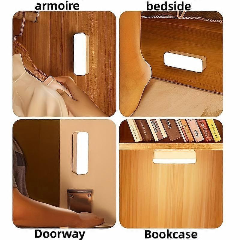 2/4/8pcs Human Motion Sensor Magnetic LED Night Light, Wireless Wall Light, Under Cabinet Lighting, Home Bedroom, Hallway Closet Cupboard Sensor Light