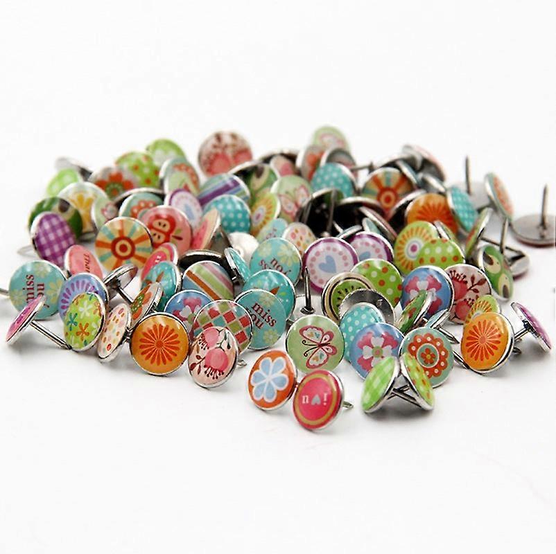 Random StyleDecorative Push Pins Creative Round Push Pins for Bulletin Board DIY Photo Cards Cork Boards 50 Pieces