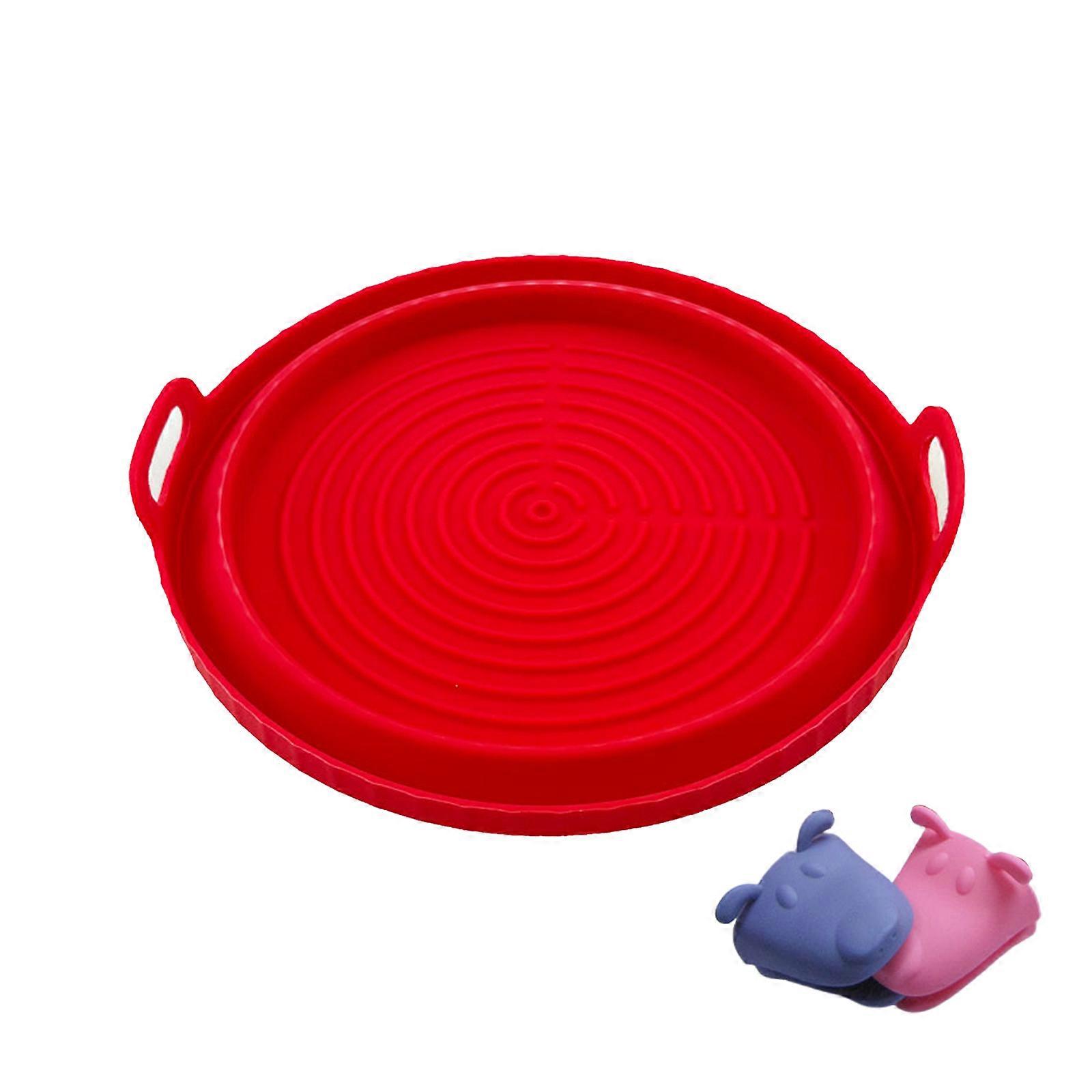 Air Fryer Plate Baking Microwave Pads Baking Mat Folding Reusable Non-Stick Silicone Round BBQ Pot