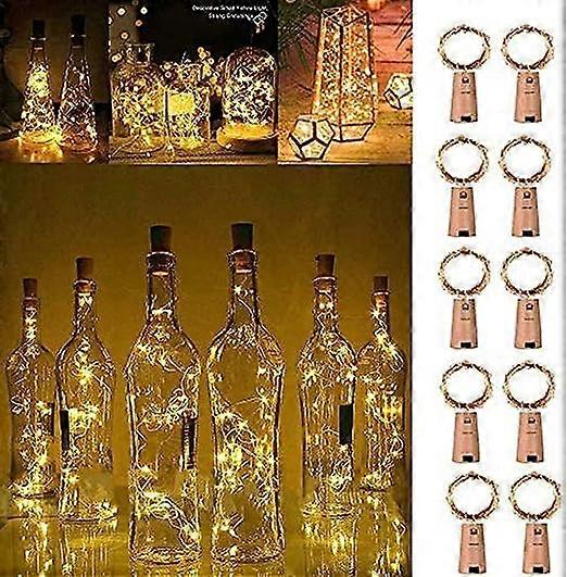 Wine Bottle Lights with Cork, 10pcs LED Cork Shape Silver Wire Fairy Mini String Lights for DIY Party Wedding Decor