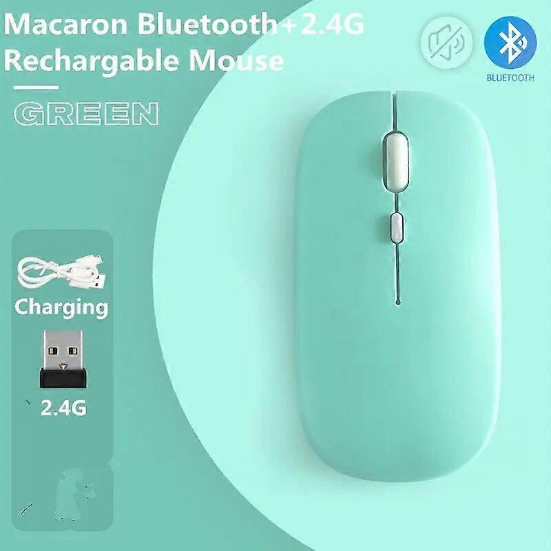 Macaron Rechargeable Wireless Bluetooth Mouse 2.4G USB Mice For Android Windows Tablet Laptop Notebook PC For IPAD Mobile Mice & Trackballs