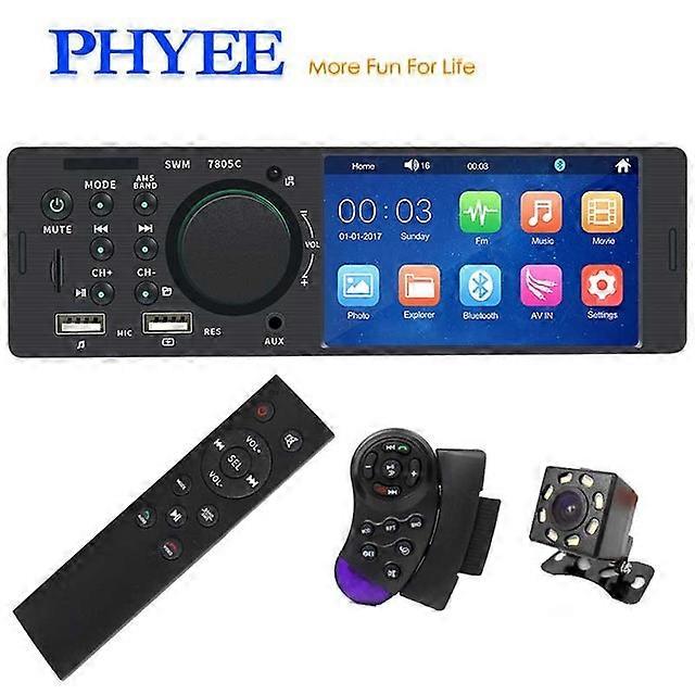 4.1" Car Radio 1 Din Touch Screen MP5 Player Bluetooth Hands Free Audio USB TF 7 Colors Lighting Stereo System Head Unit 7805C