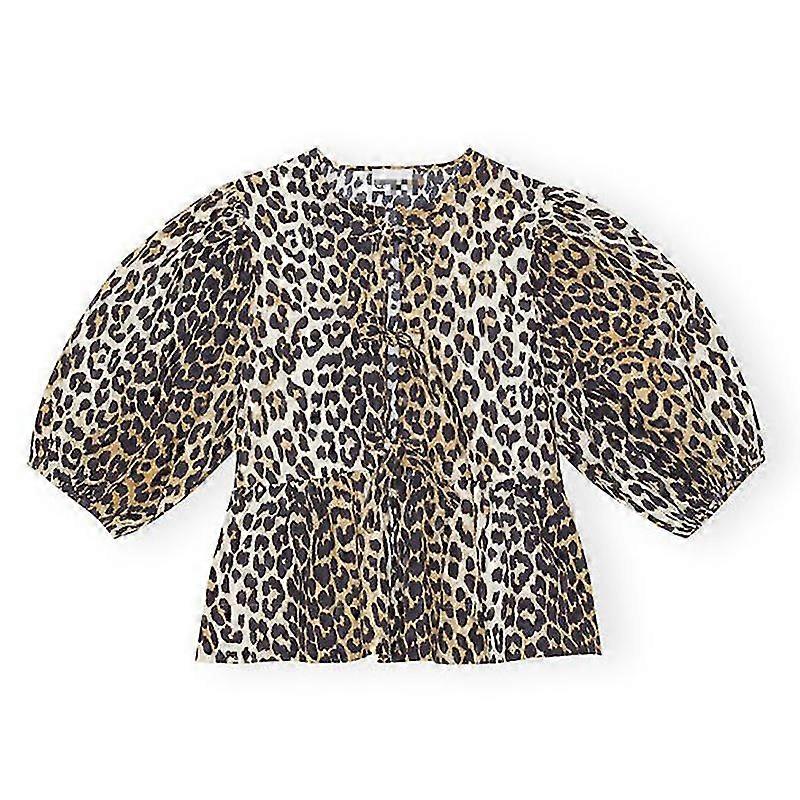 Dame toppe leopardprint udhulede skjorter kausal kortærmet snørebånd toppe