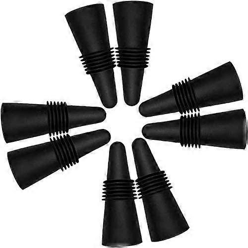 8 Pack Wine Stopper Reusable Silicone Beverage Cap Replacement with Handle Top, Black