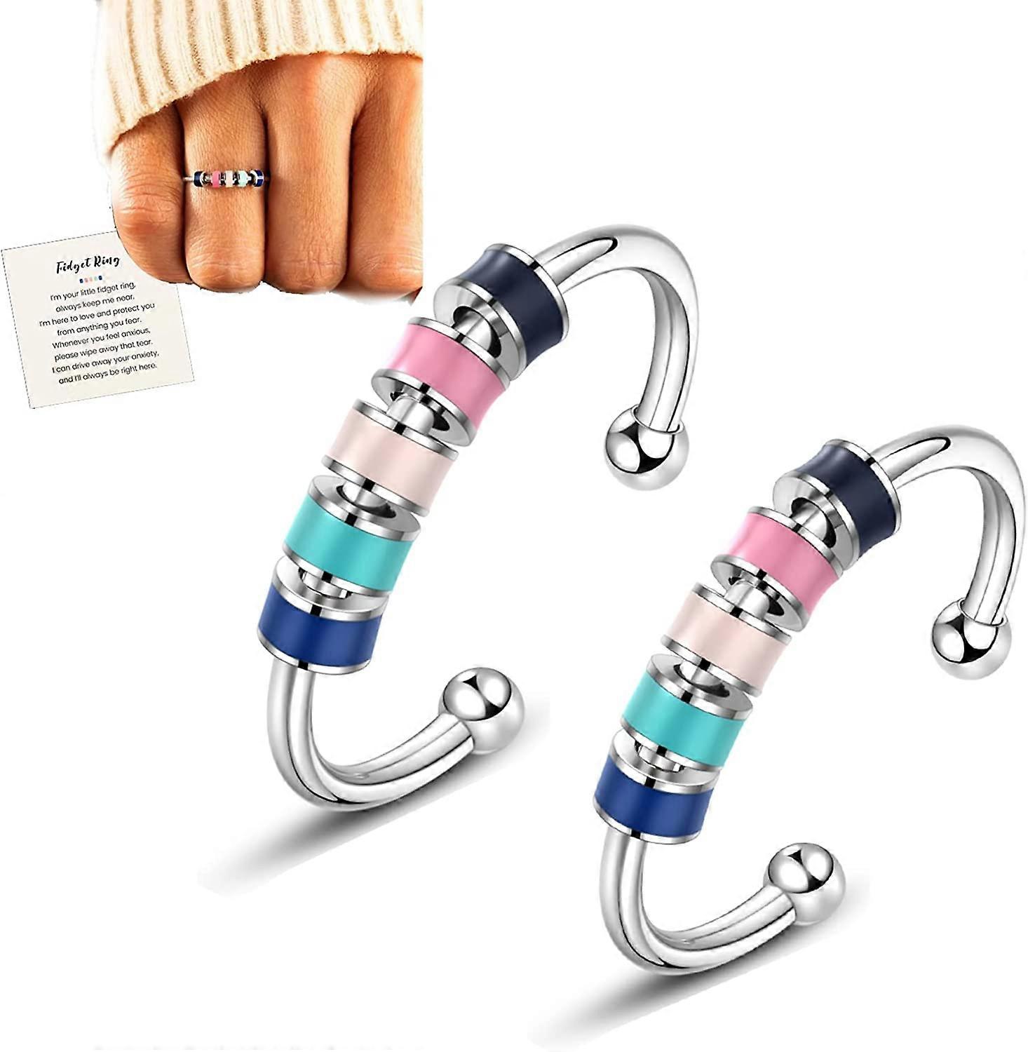 Anéis de Fidget de Esmalte Para Mulheres Ansiosas, para Minha Filha Anti-ansiedade Multicolorido Aço Inoxidável Alívio do Estresse Spinner Anéis Com Contas Sua Ansiedade é L