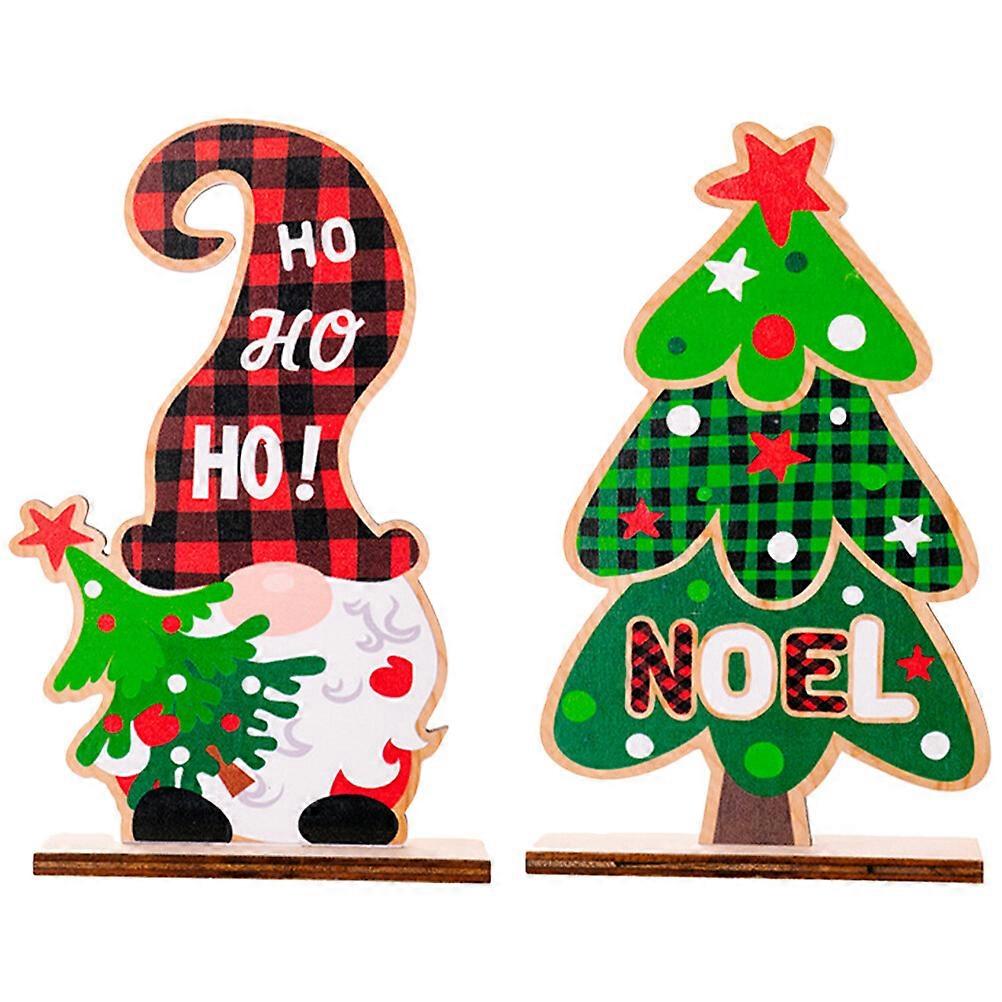 2stk julebord dekorationer gnome xmas træ form træ bordskilte træ julebord midtpunkt