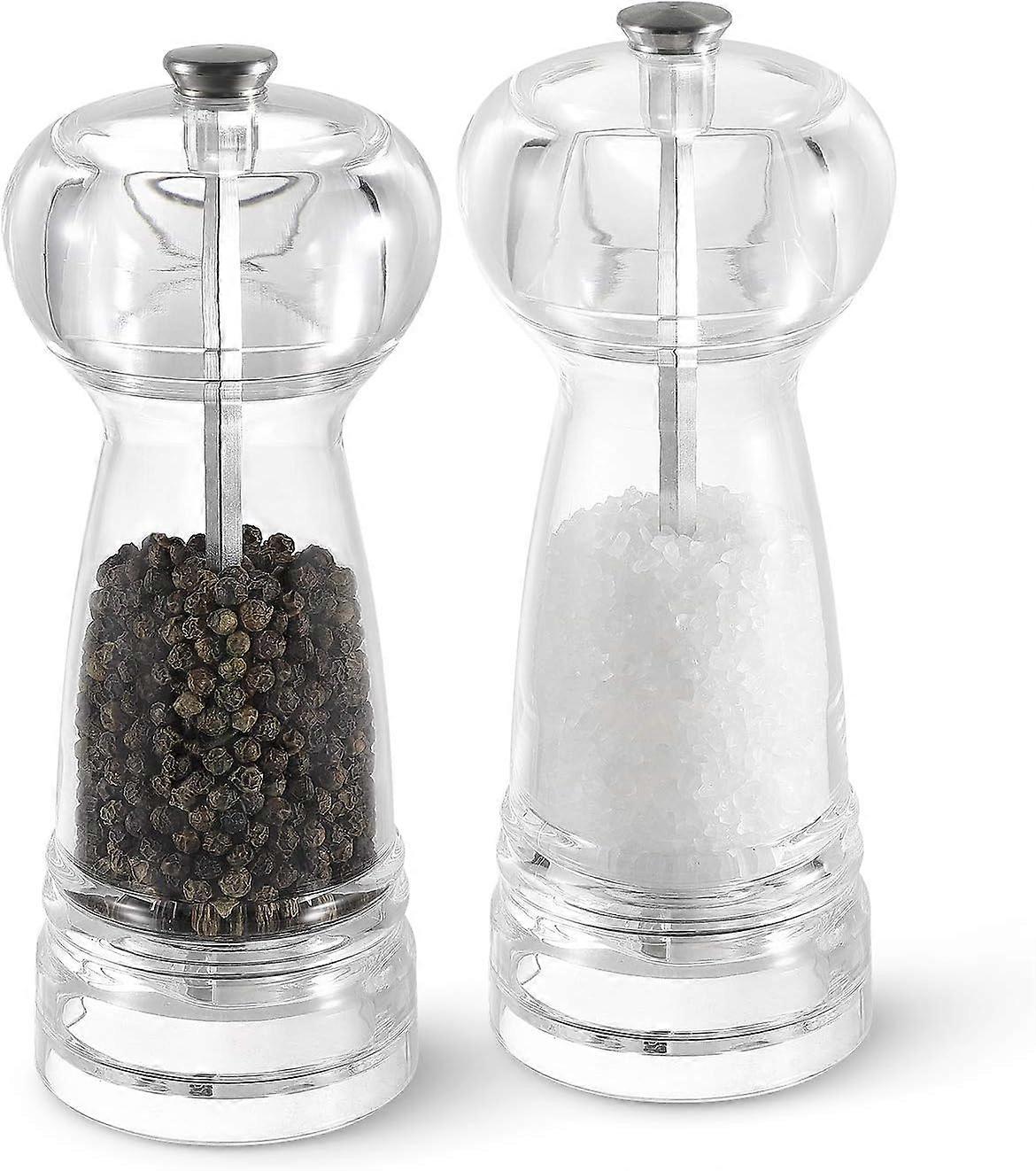 Acrylic Salt Pepper Mills Set - Adjustable Ceramic Bucket