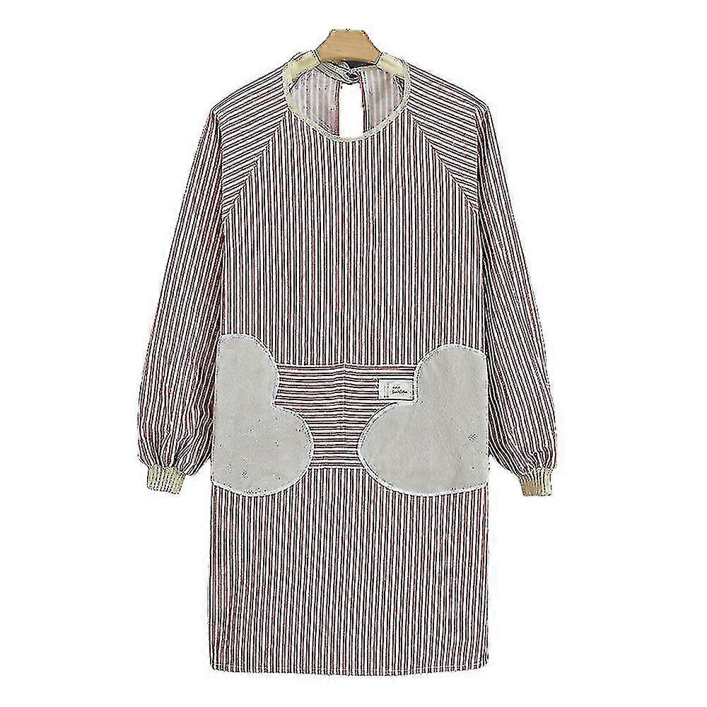 Cotton Linen Long Eeve Aprons For Women With Pockets