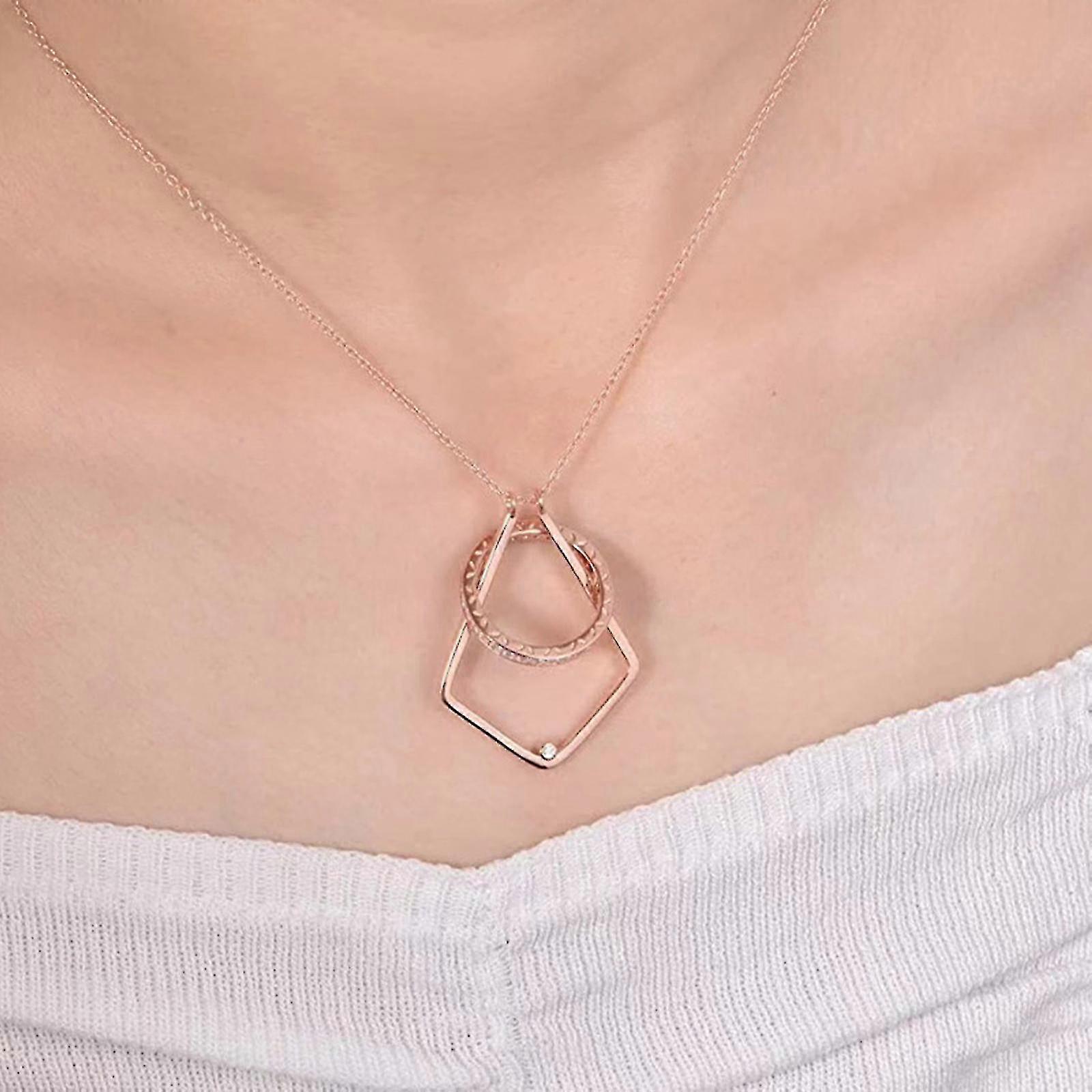 Colar com pingente e porta-anéis de prata para mulheres, esposa e namorada