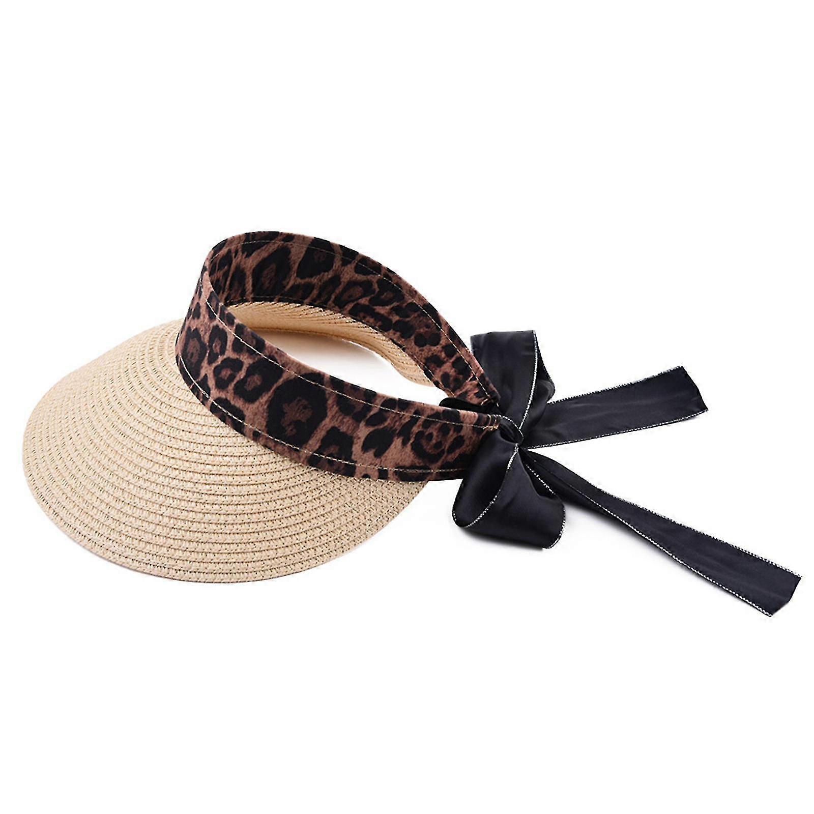 Summer For Sun Visor Hat Leopard Print Straw Hat Uv For Protection For Camping C