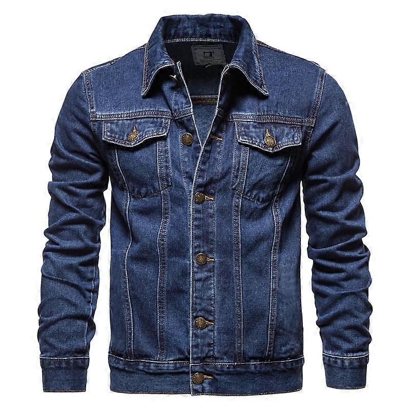 Mens Classic Lapel Button Denim Jacket