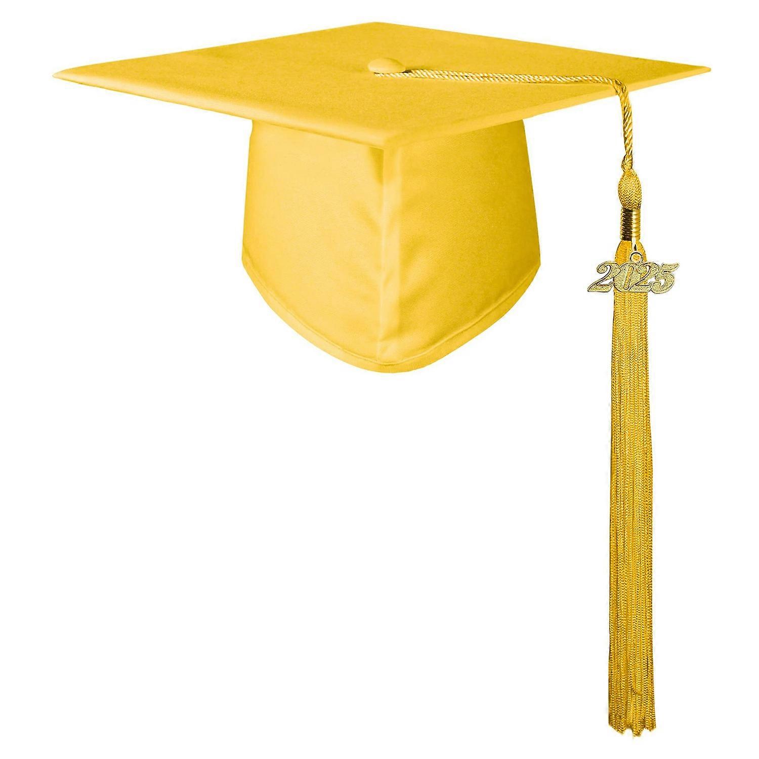 Matte Adult Graduation Cap Unisex Adjustable Bachelor Cap with 2025 Charm Long Tassels Graduation