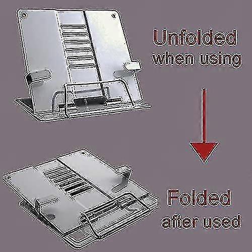 Book Stand, Cookbook Holder Metal Book Stand Recipe Book Stand Book Holder For Desk Folding Reading Stand Anti-slip Adjustable Desktop Book Stand Cook