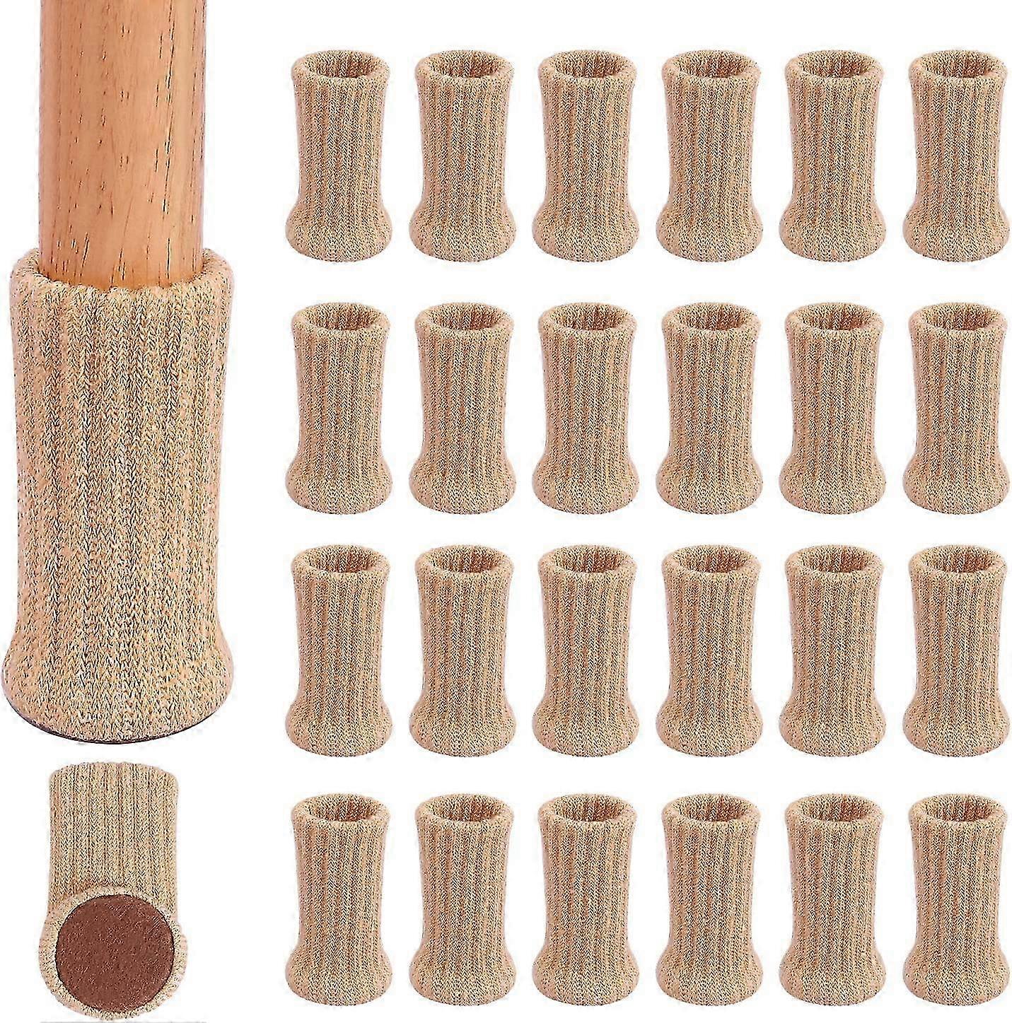 24ピースチェアソックス、滑り止めニット高弾性家具レッグソックス、フロアプロテクターブラック