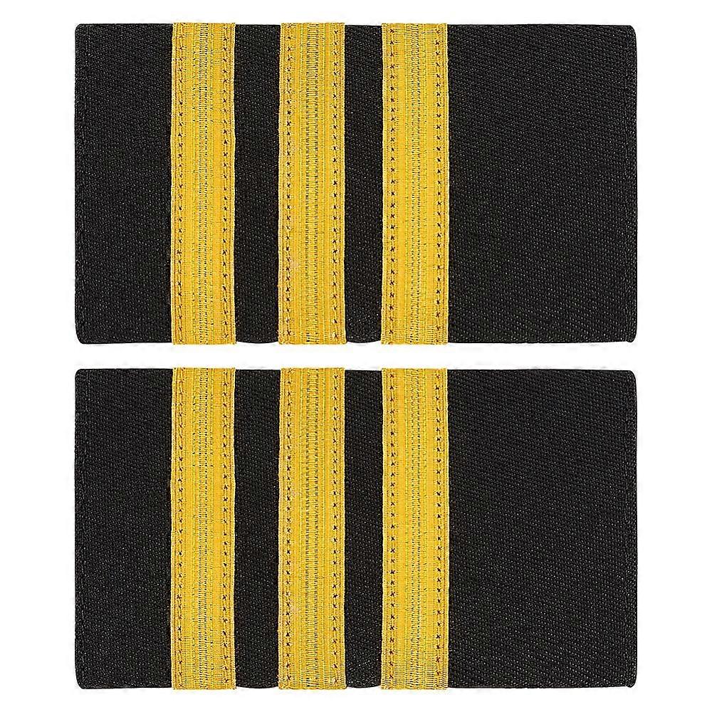 1 Pair Polyester Pilot Epaulettes Sew on Felt Cloth Shoulder Badges Gold 84x50x3mm