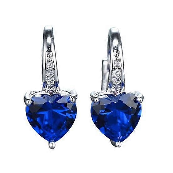 1 Pair Luxury Romantic Piercing Leaverback Earrings Heart Shaped Cubic Zirconia Dangle Earrings Party