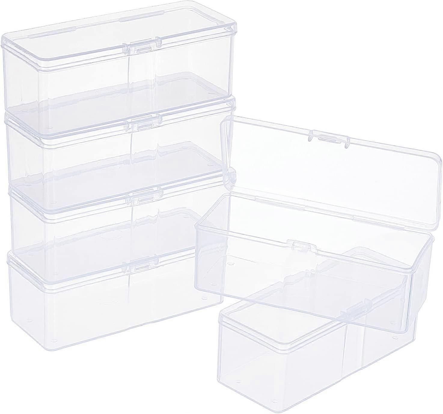 8 Packs Small Clear Plastic Beads Storage Containers Box with Hinged Lid 4x1.7x1.4'' for Storage of Small Items Crafts Jewelry Hardware