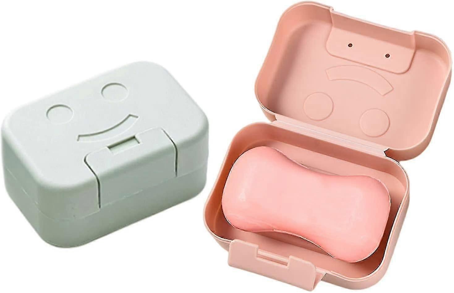 Travel Soap Box, Plastic Soap Holders Portable Soap Box With Lid For(2pieces, Pink,blue)