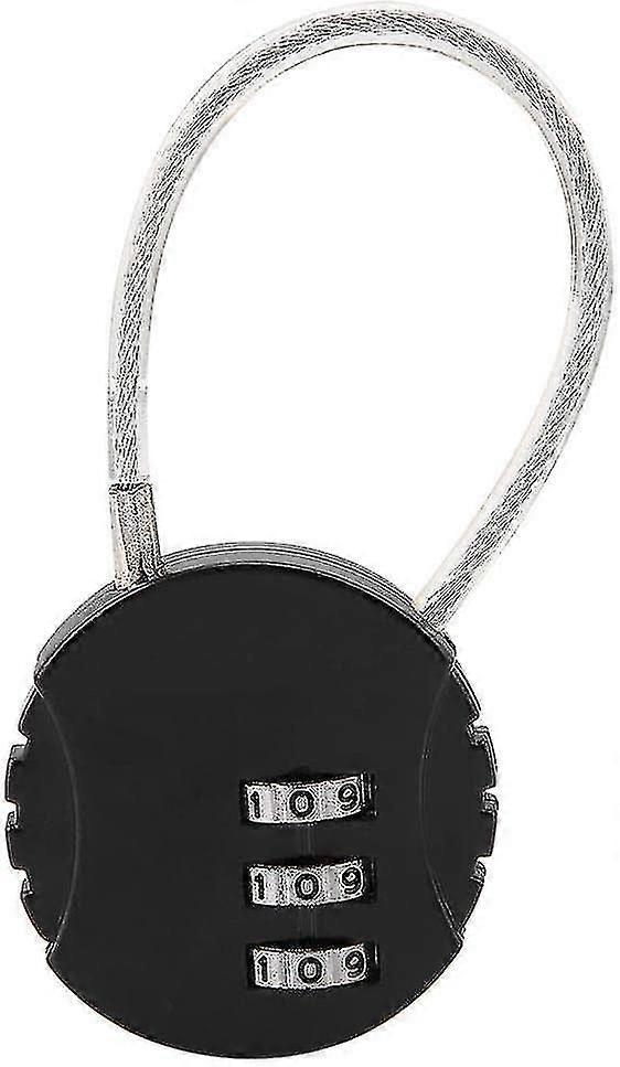 Security Padlock With Steel Cable 3 Digits Code For Suitcase Backpack