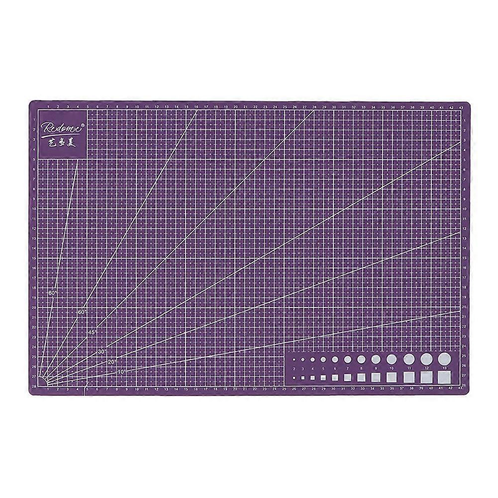 A3 Double Side PVC Cutting Mat Board Self Healing Grid Lines Craft Tool Stationary(Purple)