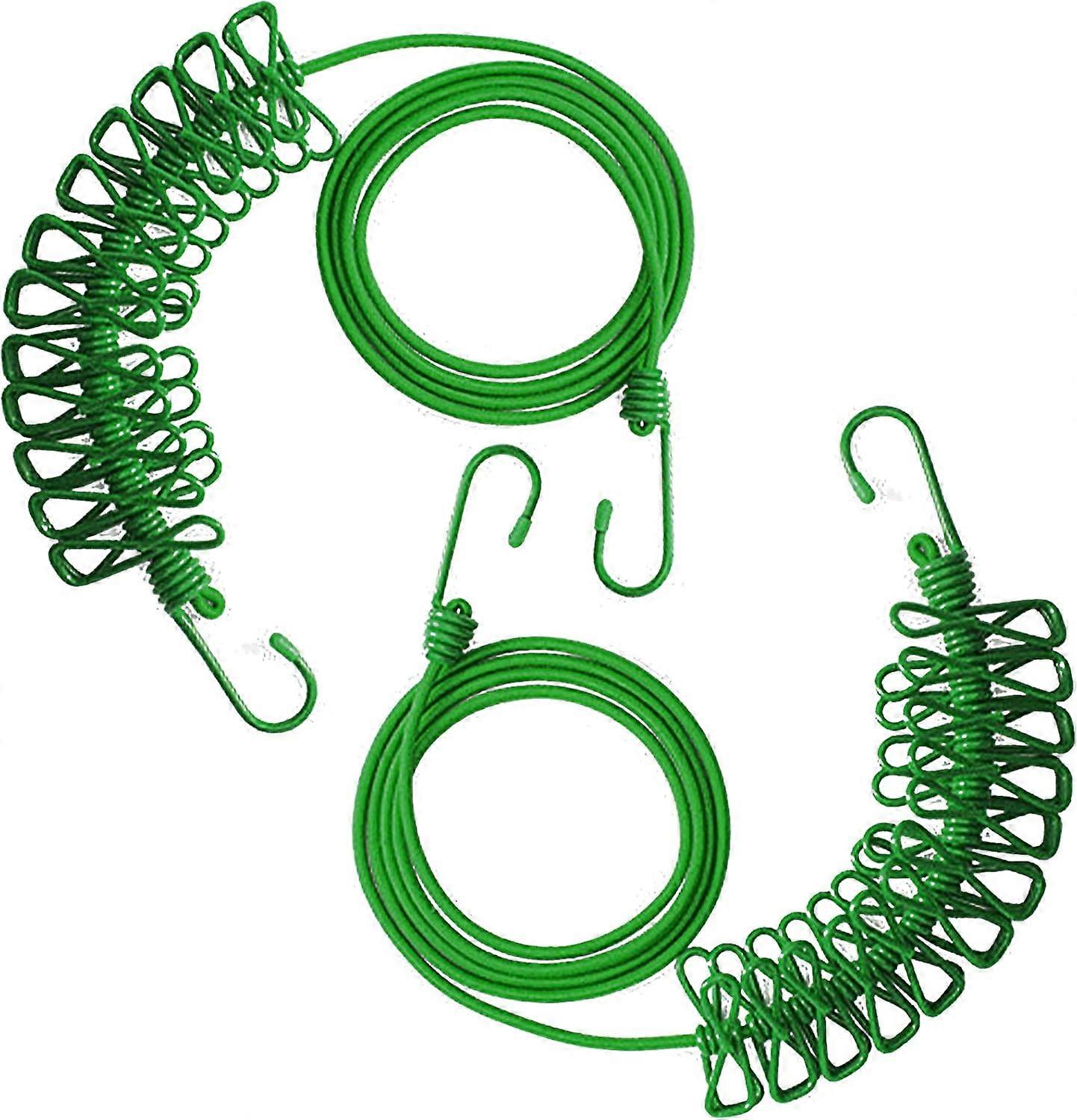 Pack Portable Non-Slip Clothesline with Clips