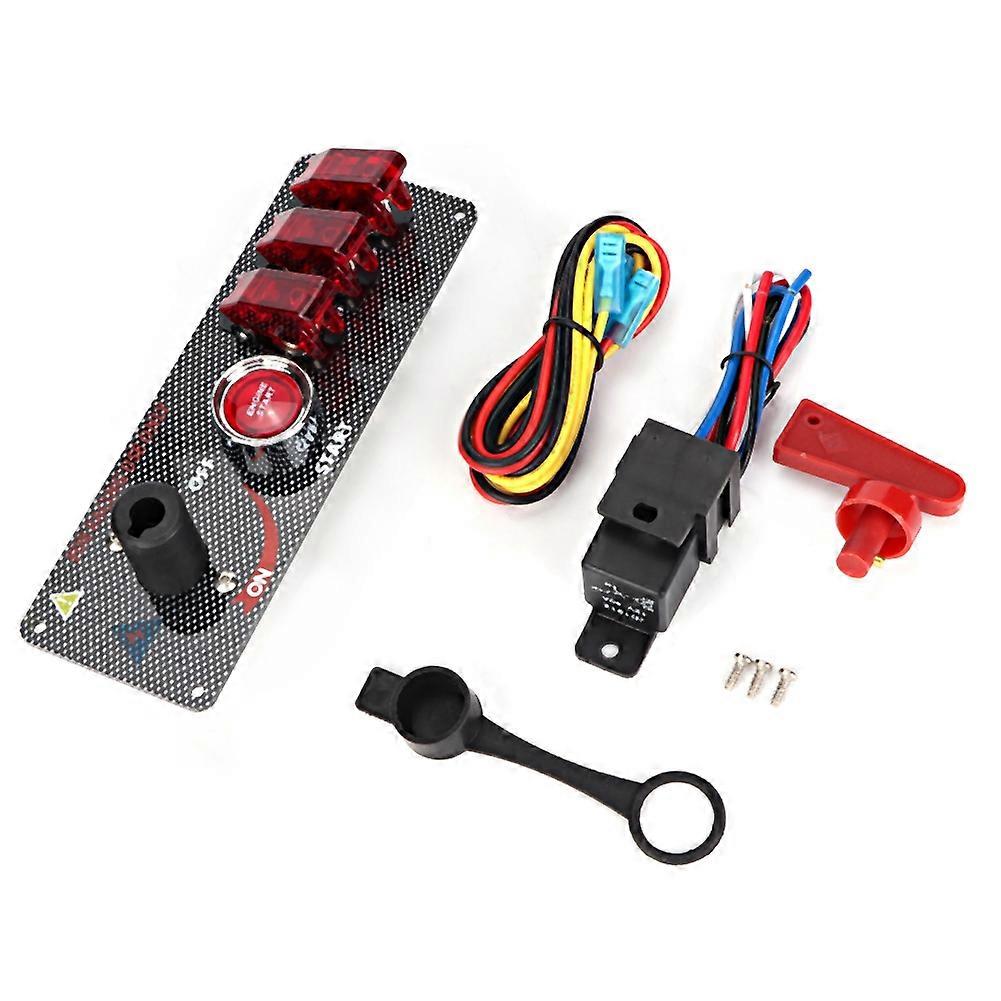 Racing Car Ignition Switch Panel 12V LED Toggle Engine Start Push Button Starter