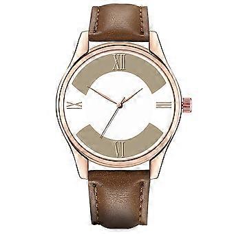 Fashionable Simple Man Male Alloy Watch Round Dial Quartz Wristwatch (dark coffee&white)