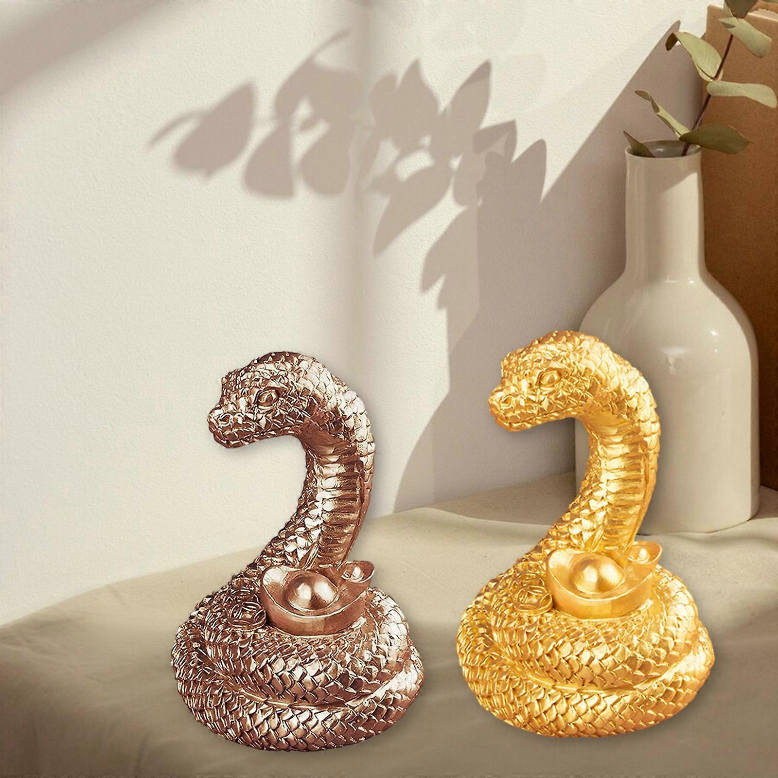 2025 Chinese Zodiacs Snake Statue Fengshui Decors Snake Figurine For Wealth And Good Fortunes Resin Craft Decoration Gold