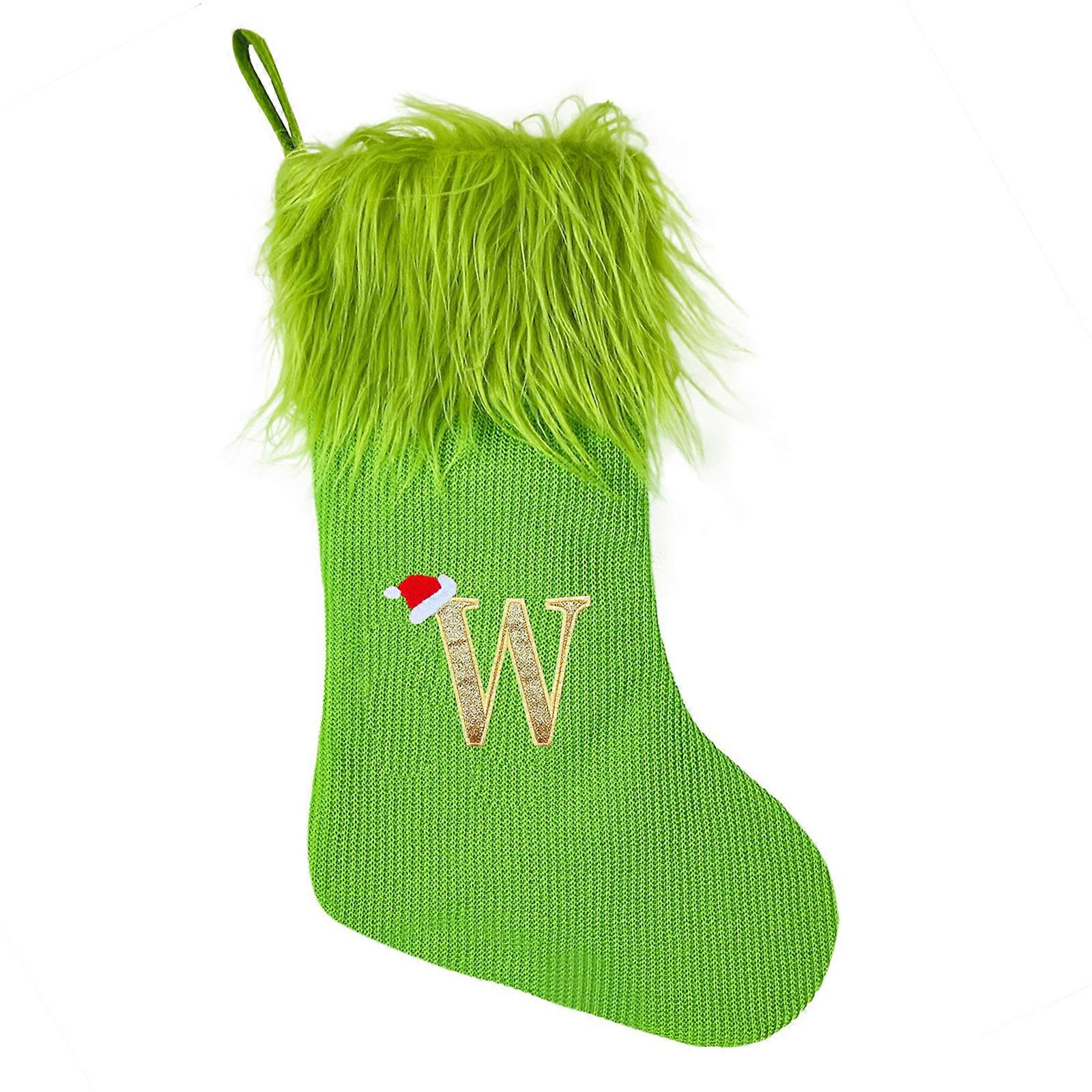 Chaussette tricotée avec lettre brodée unique, grande capacité, bas de Noël élégant à suspendre au-dessus de la cheminée, multicolore