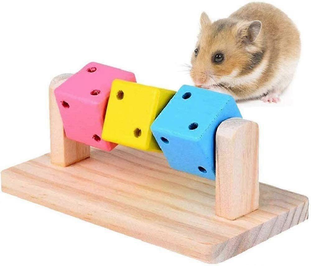 Hamster Chew Toy Wood Platform Grinding Teeth Toys Exercise Intelligence Training Colorful Wooden Block for Small Animals Chinchilla Gerbil Guinea Pig