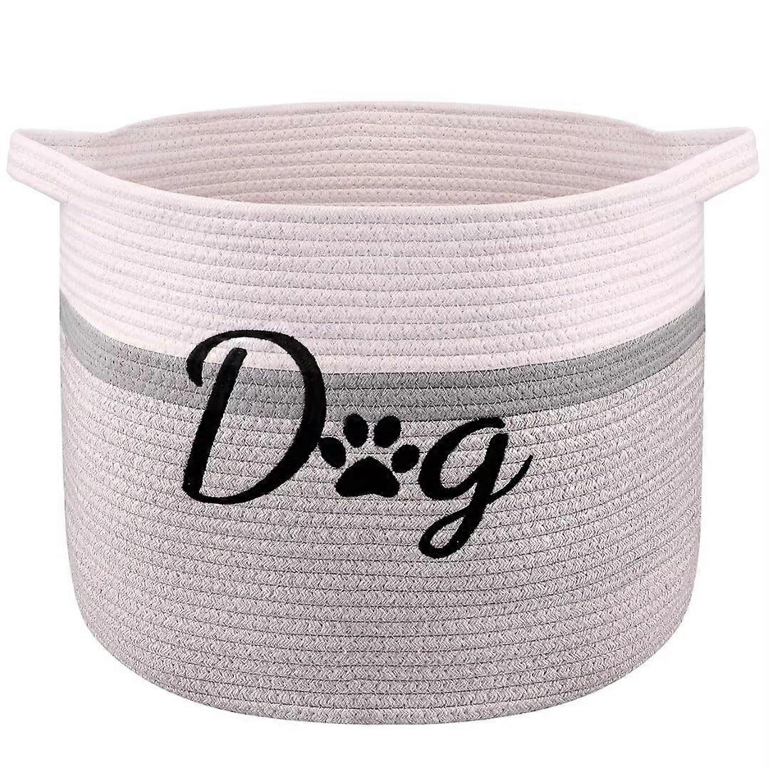 Round cotton rope storage box with handles for clothing storage