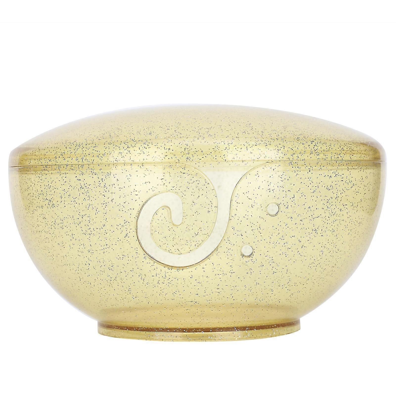 Bol en fil transparent transparent doré avec couvercle - Home Wool Storage et outils de tricot