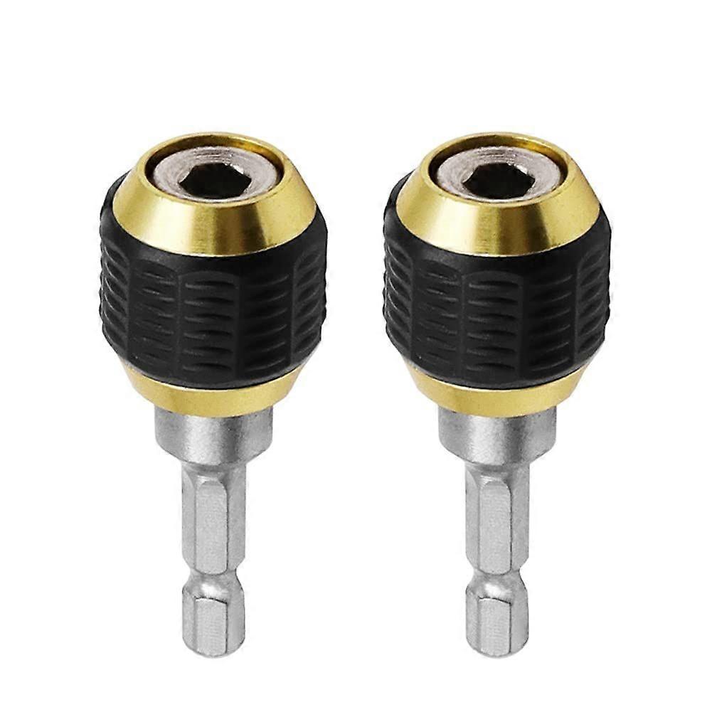 2 Pcs 1/4 Inch Hex Shank Drill Bit Extension Screwdriver Bit Holder Extension Rod Self-Locking Drill Bit Holder Quick Release Chuck Adapter Connector 