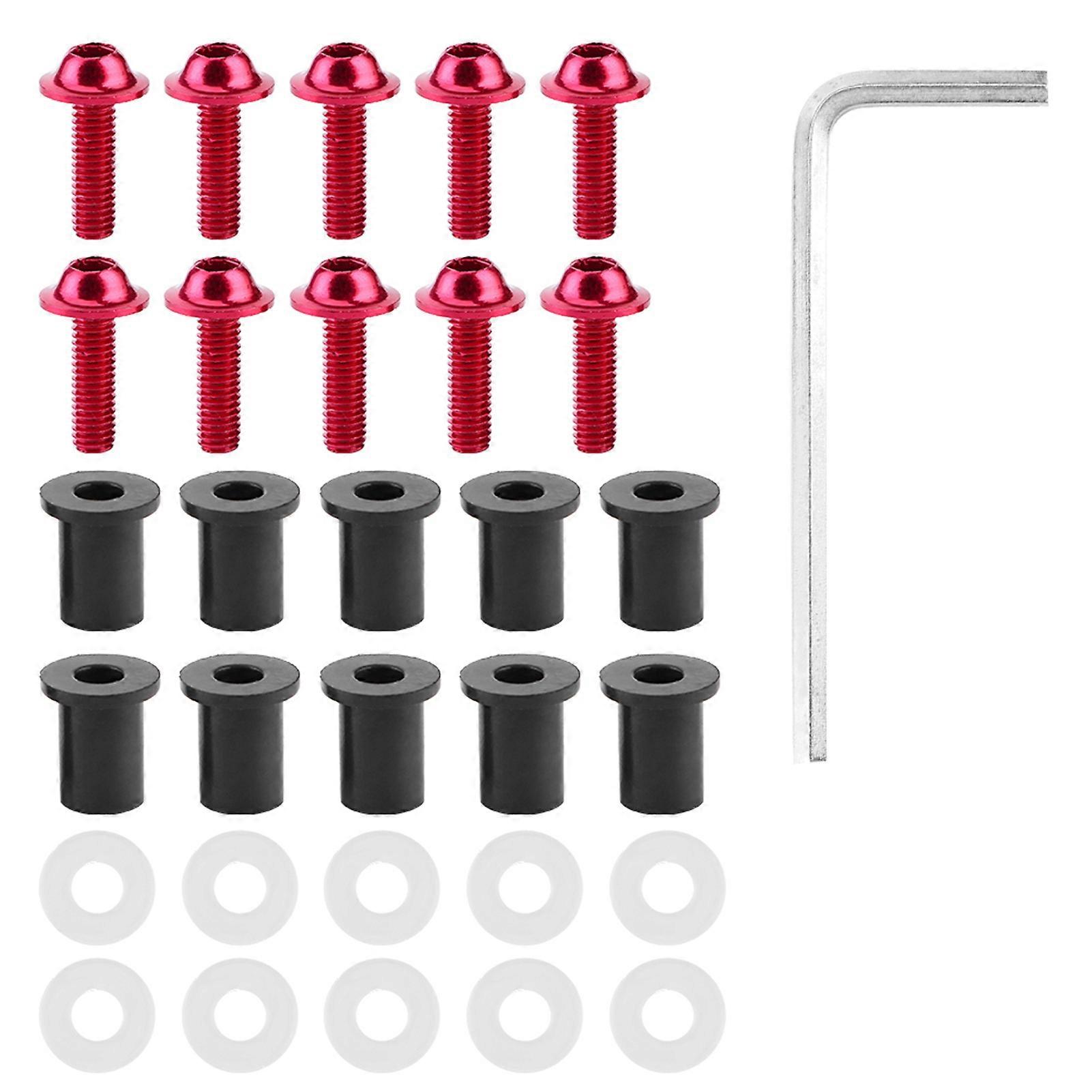 10Pcs Universal Motorcycle Fairing Mounting Kit Windshield Bolts Nuts Washers Red
