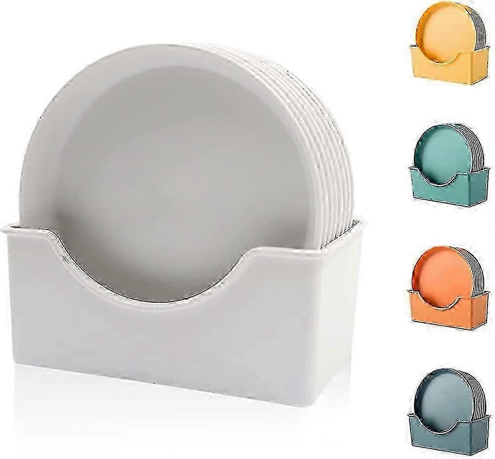 8pcs Round Appetizer Plates With Storage Drain Rack, Cake Plates Dessert Plates