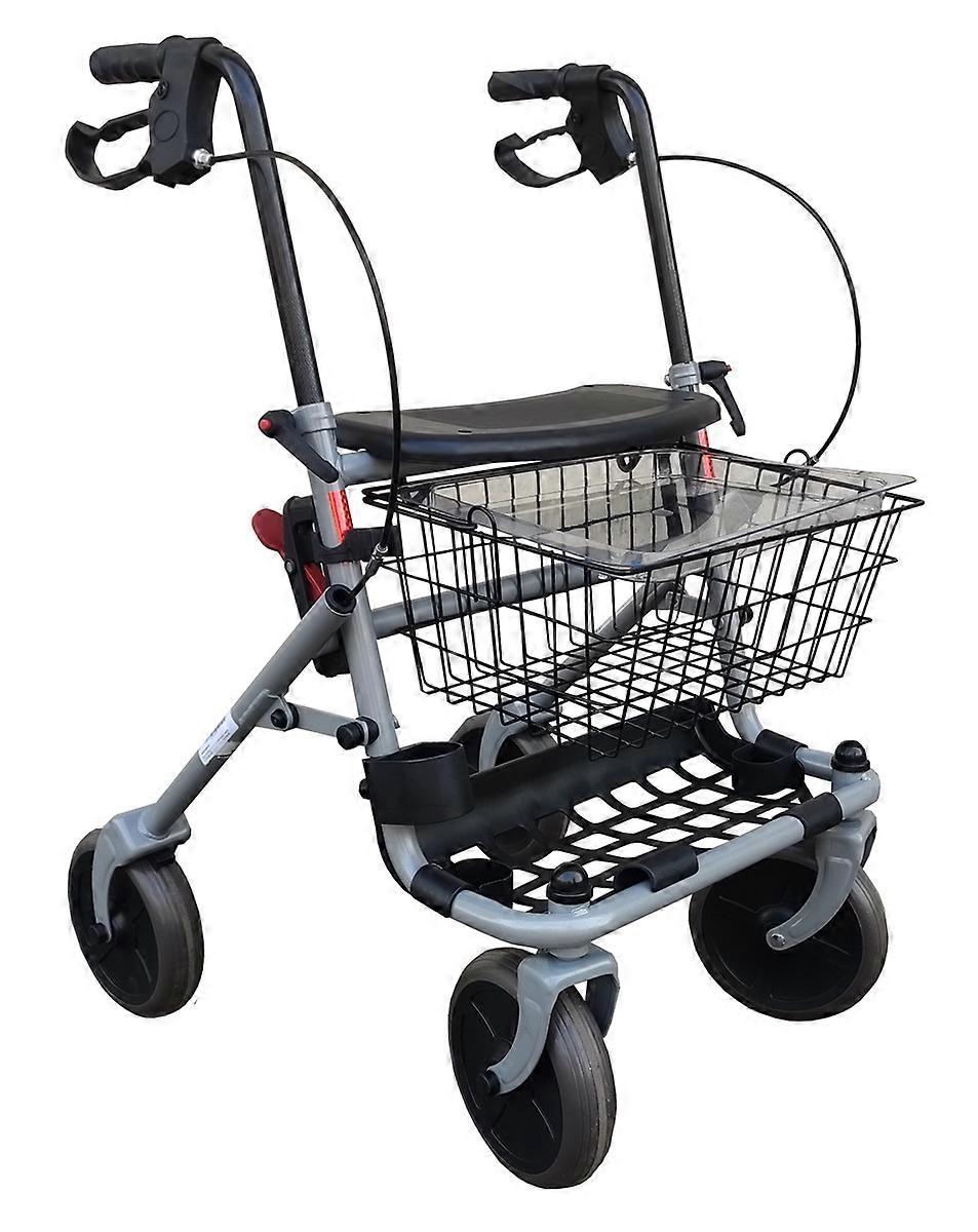 Andador de Rollator de 4 rodas de dobramento com freios e assento