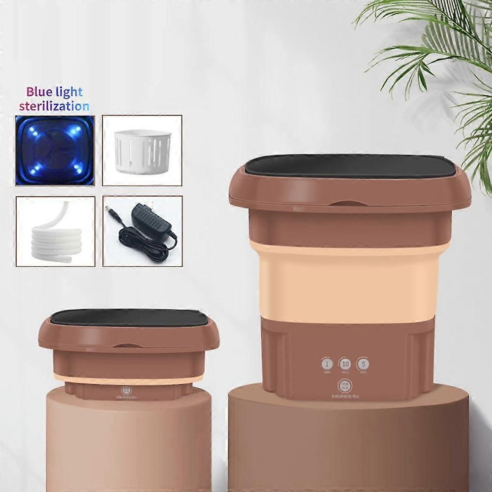 New Folding Washing Machine Portable Mini Socks Underwear Cleaning Machine Chocolate Color Home Appliance