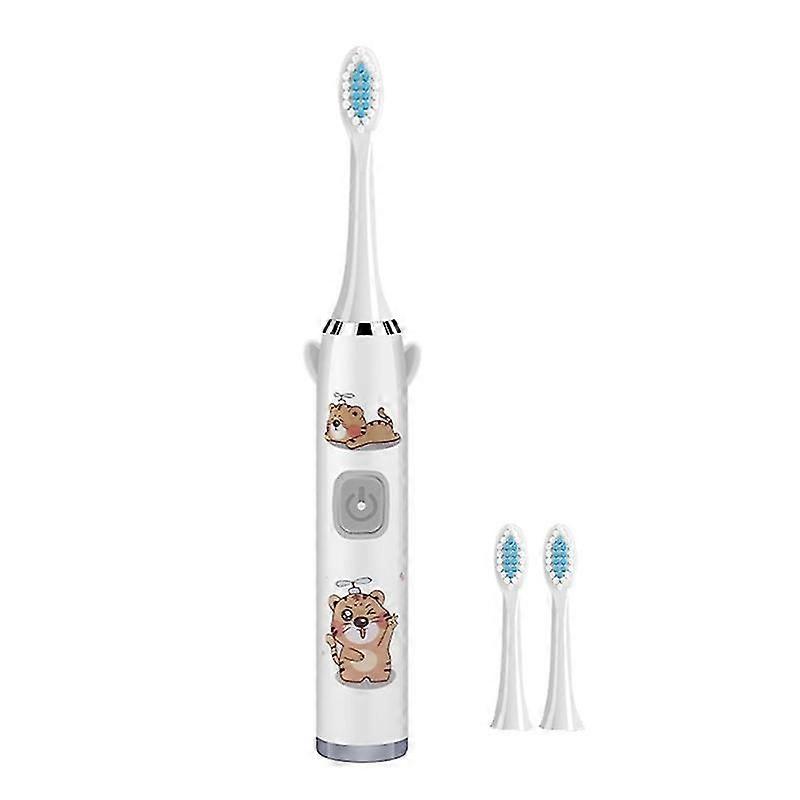 Children Electric Toothbrush White With 3 Heads