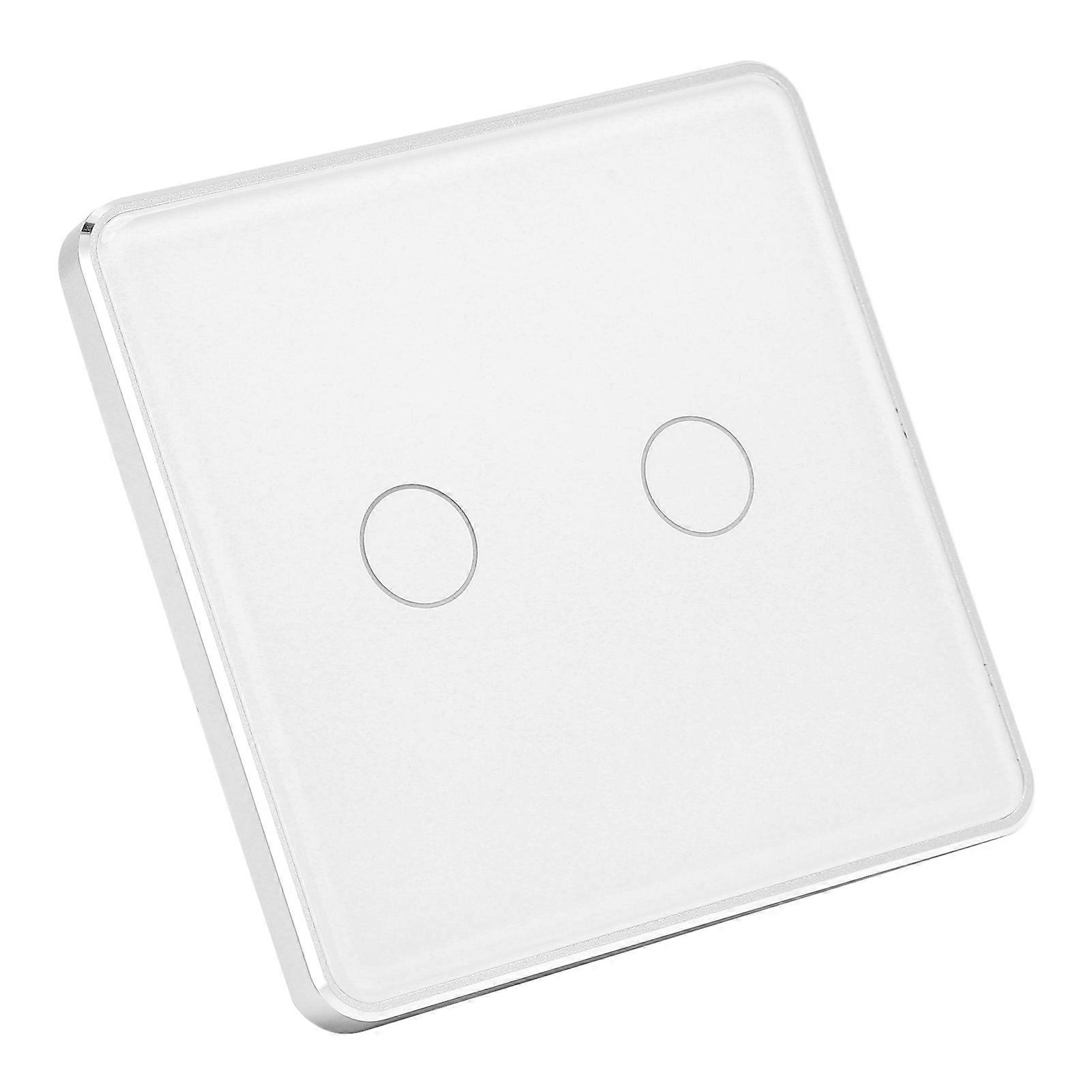 2 Gang Smart Touch Wall Light Switch Wireless Remote White