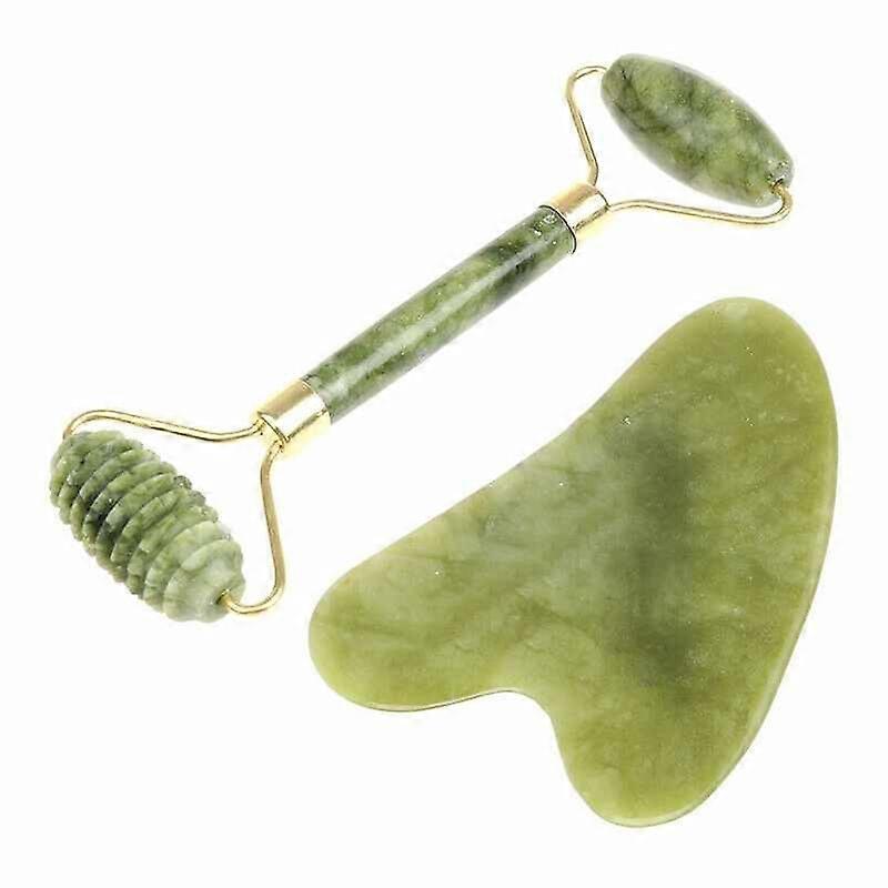 Gua Sha Skrapa Stor Avancerad + Jade Roller Stor Taggig