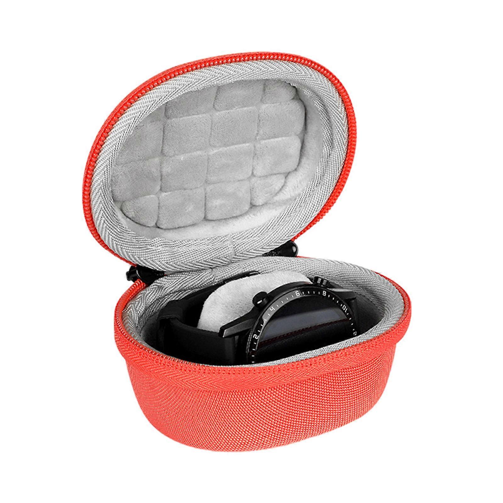 Waterproof Single Watch Case Portable Storage Box Organizer Shock-Resistant Zipper Container for Smartwatch Wristwatch Orange