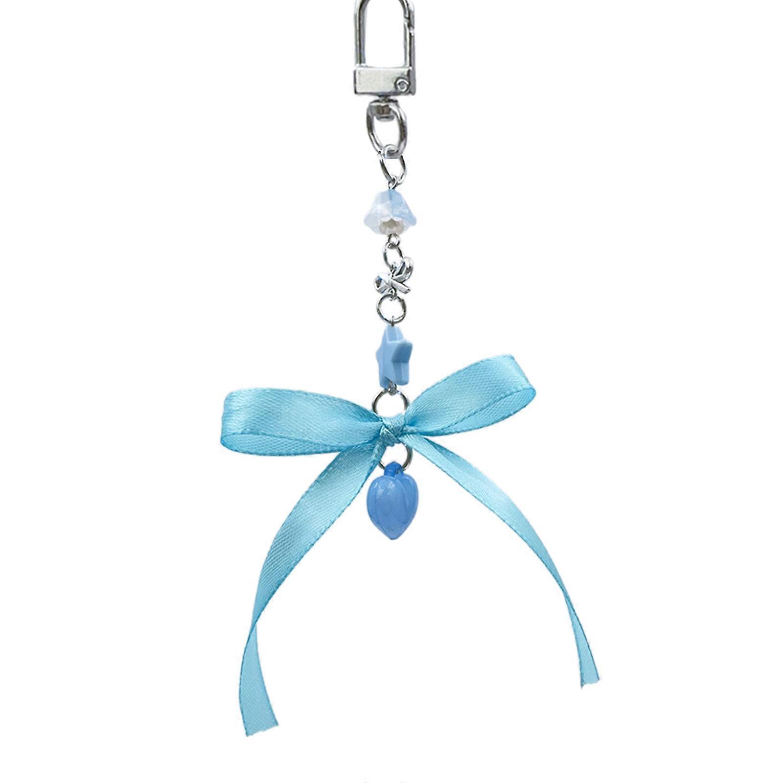 Cute Shell Keychain Exquisite Bead Fringe Keyring Y2k Sweet Cool Crystal Starfish Keyholder Birthdays Valentines Day Sky Blue