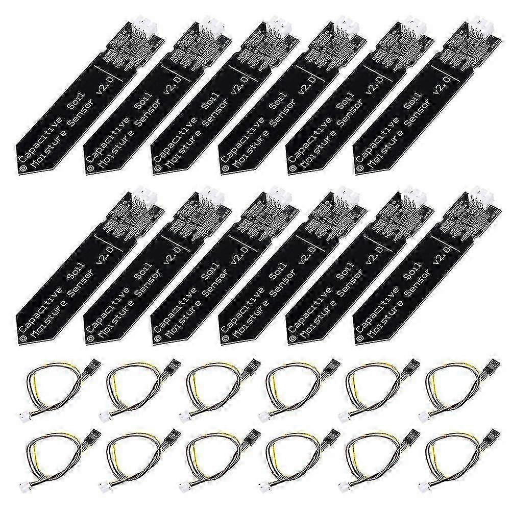 2025 New 12pcs Capacitive Soil Moisture Sensor Module 3.3-5.5v 3-pin W/gravity Wire Corrosion Resistant For