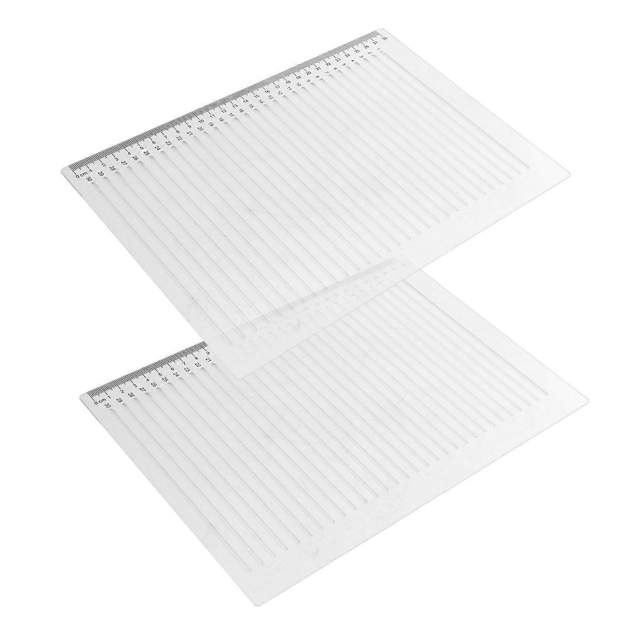 2 Pcs Straight Line Stencil 28 cm Scale Calligraphy Template
