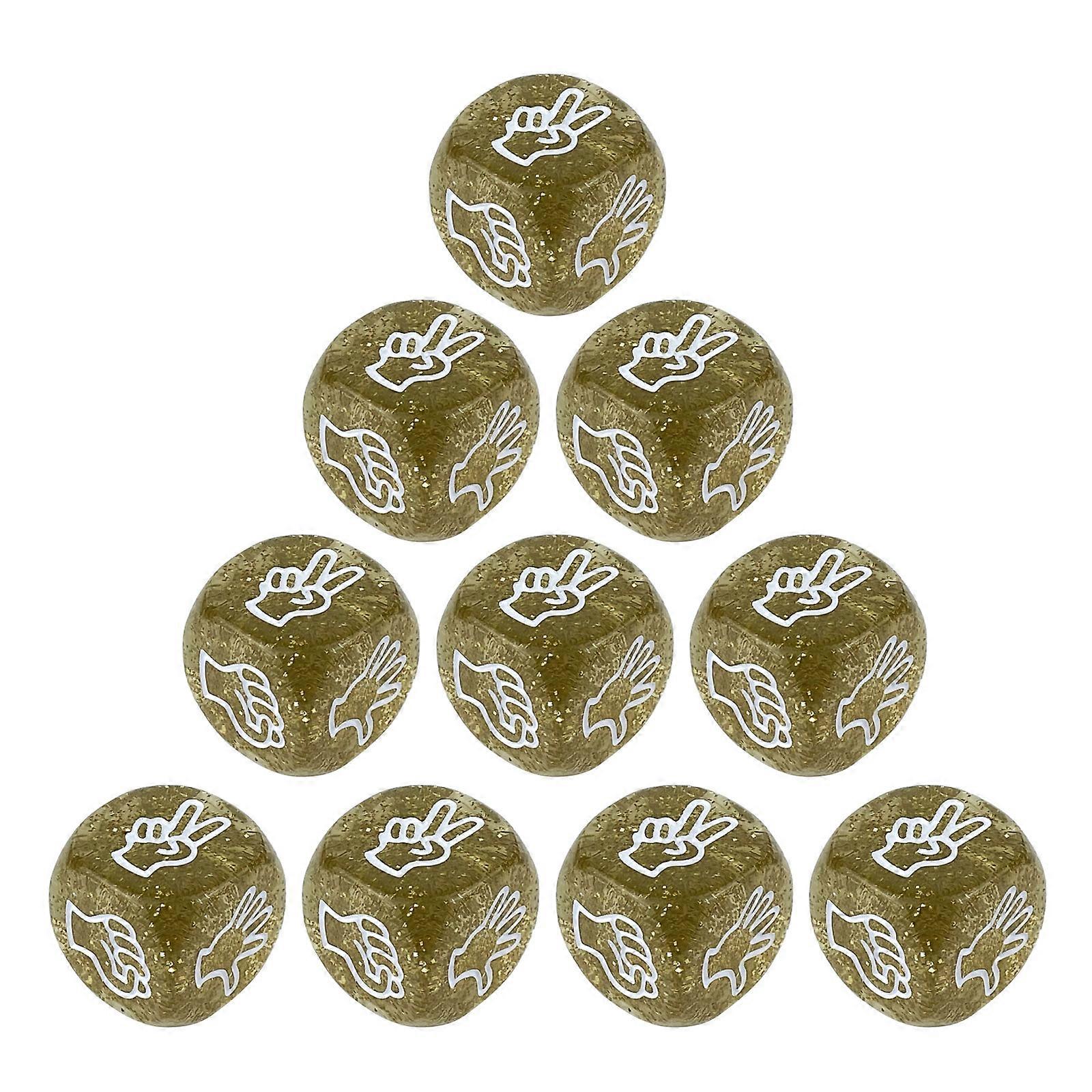 10Pcs 6 Sided Clear Acrylic Dices 20mm Rock Paper Scissor Game Dices Finger Guessing Game Dices Drinking Game Party Toy Transparent Yellow
